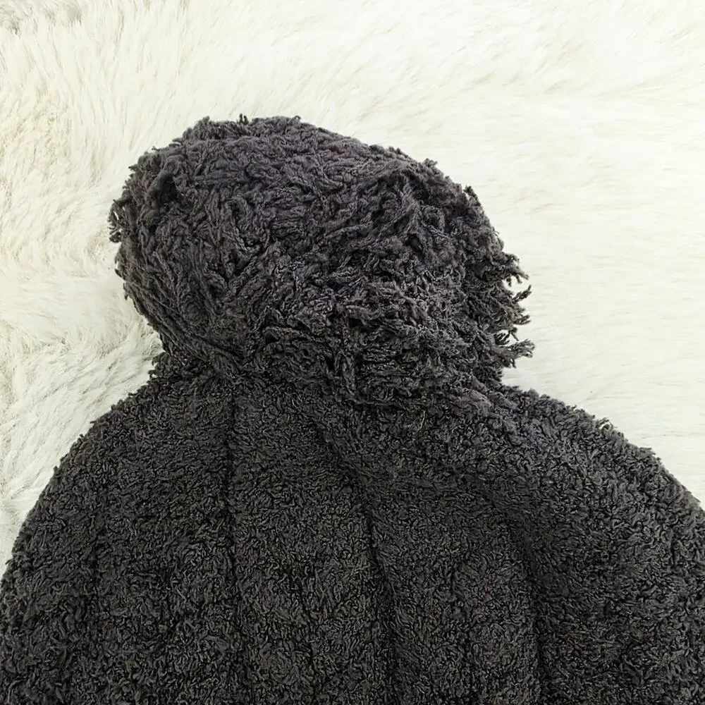 Barefoot Dreams CozyChic Cable Knit Pom Pom Beanie Dark Brown NWT BDWCC20562 OS